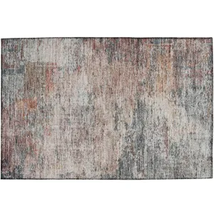 Luxury Washable Indoor/Outdoor Solace Gray 1\'8\" x 2\'6\" Rug