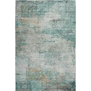 Luxury Washable Indoor/Outdoor Solace Teal 2\'6\" x 3\'10\" Rug