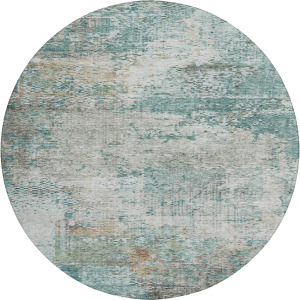 Luxury Washable Indoor/Outdoor Solace Teal 8' x 8' Round Rug