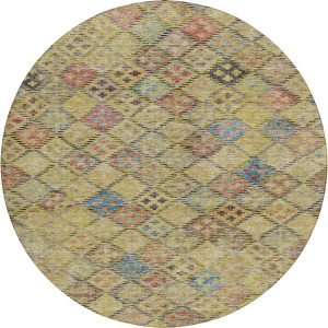 Luxury Washable Indoor/Outdoor Solace Gold 8' x 8' Round Rug