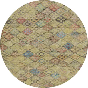 Luxury Washable Indoor/Outdoor Solace Gold 8\' x 8\' Round Rug