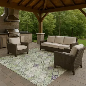 Luxury Washable Indoor/Outdoor Solace Green 2\'6\" x 3\'10\" Rug