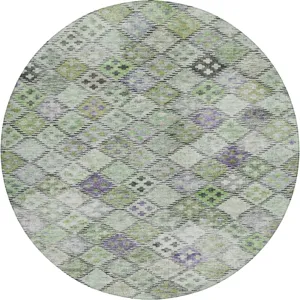 Luxury Washable Indoor/Outdoor Solace Green 8\' x 8\' Round Rug