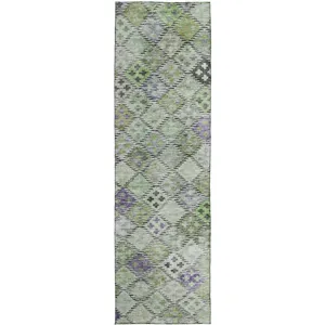 Luxury Washable Indoor/Outdoor Solace Green 2\'3\" x 7\'6\" Runner Rug