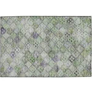 Luxury Washable Indoor/Outdoor Solace Green 1\'8\" x 2\'6\" Rug