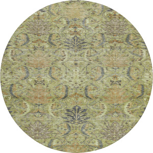Luxury Washable Indoor/Outdoor Solace Aloe 8' x 8' Round Rug
