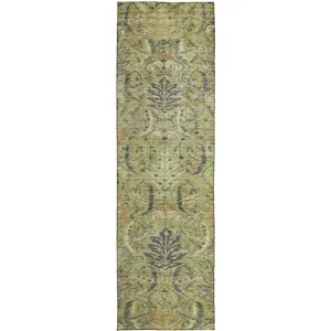 Luxury Washable Indoor/Outdoor Solace Aloe 2\'3\" x 7\'6\" Runner Rug