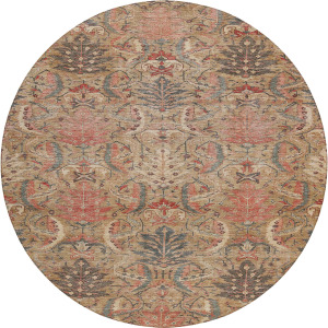 Luxury Washable Indoor/Outdoor Solace Tan 8' x 8' Round Rug