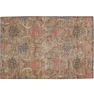 Luxury Washable Indoor/Outdoor Solace Tan 1\'8\" x 2\'6\" Rug