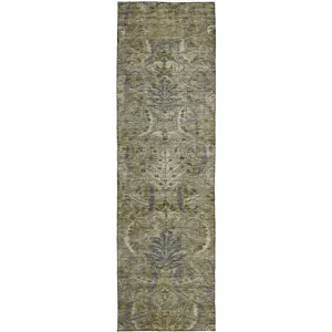 Luxury Washable Indoor/Outdoor Solace Taupe 2\'3\" x 7\'6\" Runner Rug