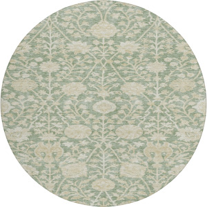 Luxury Washable Indoor/Outdoor Solace Aloe 8' x 8' Round Rug
