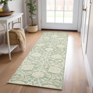 Luxury Washable Indoor/Outdoor Solace Aloe 2\'3\" x 7\'6\" Runner Rug