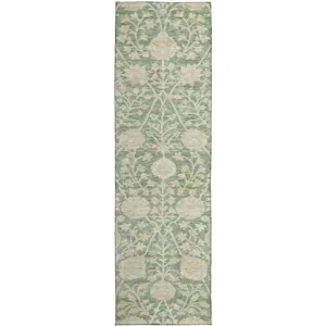 Luxury Washable Indoor/Outdoor Solace Aloe 2\'3\" x 7\'6\" Runner Rug