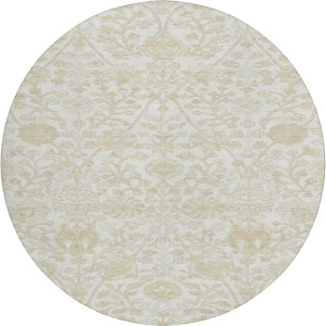 Luxury Washable Indoor/Outdoor Solace Ivory 8' x 8' Round Rug