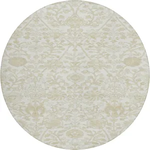 Luxury Washable Indoor/Outdoor Solace Ivory 8\' x 8\' Round Rug
