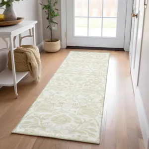 Luxury Washable Indoor/Outdoor Solace Ivory 2\'3\" x 7\'6\" Runner Rug
