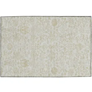 Luxury Washable Indoor/Outdoor Solace Ivory 1\'8\" x 2\'6\" Rug
