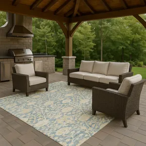 Luxury Washable Indoor/Outdoor Solace Sky 5\' x 7\'6\" Rug