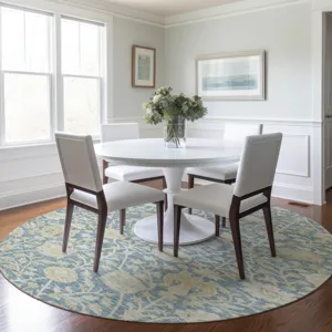 Luxury Washable Indoor/Outdoor Solace Sky 8\' x 8\' Round Rug