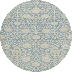 Luxury Washable Indoor/Outdoor Solace Sky 8' x 8' Round Rug