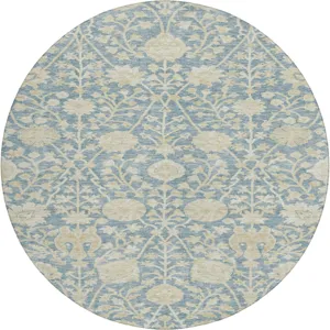 Luxury Washable Indoor/Outdoor Solace Sky 8\' x 8\' Round Rug