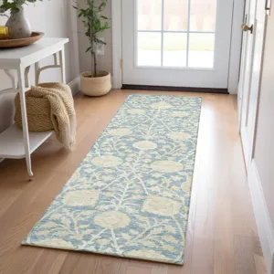 Luxury Washable Indoor/Outdoor Solace Sky 2\'3\" x 7\'6\" Runner Rug