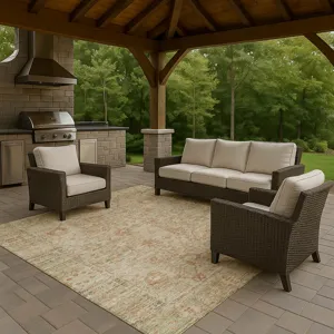 Luxury Washable Indoor/Outdoor Solace Beige 5\' x 7\'6\" Rug