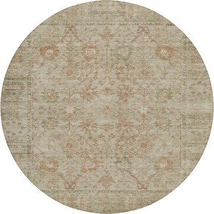 Luxury Washable Indoor/Outdoor Solace Beige 8' x 8' Round Rug