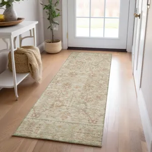 Luxury Washable Indoor/Outdoor Solace Beige 2\'3\" x 7\'6\" Runner Rug