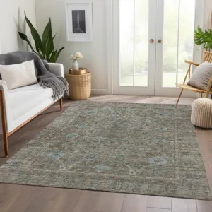 Luxury Washable Indoor/Outdoor Solace Brown 10\' x 14\' Rug