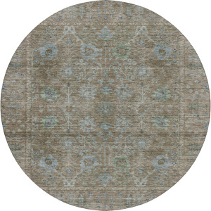Luxury Washable Indoor/Outdoor Solace Brown 8' x 8' Round Rug