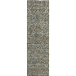 Luxury Washable Indoor/Outdoor Solace Brown 2\'3\" x 7\'6\" Runner Rug