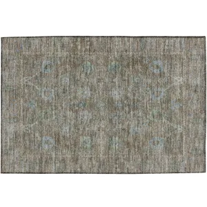 Luxury Washable Indoor/Outdoor Solace Brown 1\'8\" x 2\'6\" Rug