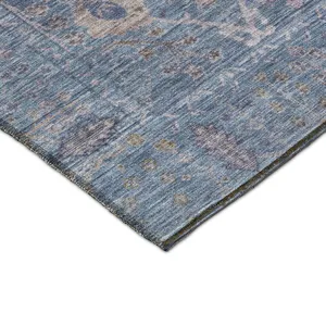 Luxury Washable Indoor/Outdoor Solace Denim 2\'3\" x 7\'6\" Runner Rug