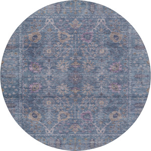Luxury Washable Indoor/Outdoor Solace Denim 8' x 8' Round Rug
