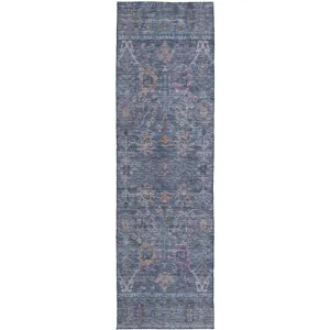 Luxury Washable Indoor/Outdoor Solace Denim 2\'3\" x 7\'6\" Runner Rug