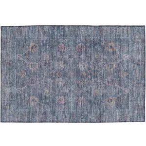 Luxury Washable Indoor/Outdoor Solace Denim 1\'8\" x 2\'6\" Rug