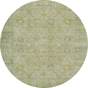 Luxury Washable Indoor/Outdoor Solace Sage 8\' x 8\' Round Rug
