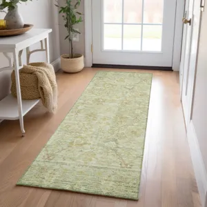 Luxury Washable Indoor/Outdoor Solace Sage 2\'3\" x 7\'6\" Runner Rug