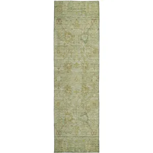 Luxury Washable Indoor/Outdoor Solace Sage 2\'3\" x 7\'6\" Runner Rug