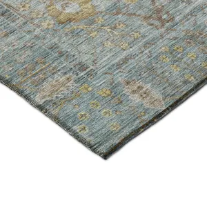 Luxury Washable Indoor/Outdoor Solace Teal 2\'3\" x 7\'6\" Runner Rug