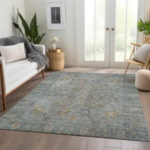 Luxury Washable Indoor/Outdoor Solace Teal 10\' x 14\' Rug