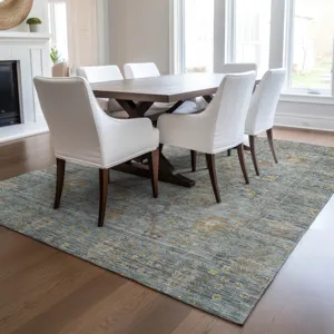Luxury Washable Indoor/Outdoor Solace Teal 10\' x 14\' Rug