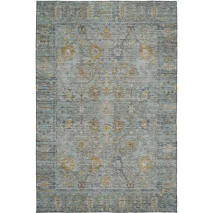 Luxury Washable Indoor/Outdoor Solace Teal 10\' x 14\' Rug