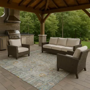 Luxury Washable Indoor/Outdoor Solace Teal 10\' x 14\' Rug