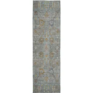 Luxury Washable Indoor/Outdoor Solace Teal 2\'3\" x 7\'6\" Runner Rug