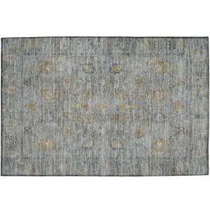 Luxury Washable Indoor/Outdoor Solace Teal 1\'8\" x 2\'6\" Rug