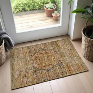 Indoor/Outdoor Silk Road Curry 1\'8\" x 2\'6\" Rug