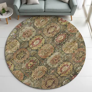 Indoor/Outdoor Silk Road Fern 8\' x 8\' Round Rug