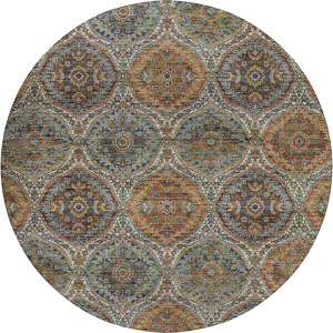 Indoor/Outdoor Silk Road Multi 8' x 8' Round Rug